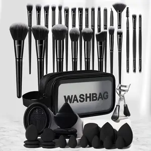 Beauty Makeup Tool Set, 46pcs/set Cosmetic Brush & Beauty Sponge & Puff & Makeup Bag & Eyelash Curler & Cleaning Pad, Professional Makeup Tools Set, Trending Products, Makeup Brushes Set, Makeup Storage Bag, Makeup Brush Kit