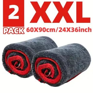 2 sets of XXL extra-large ultra-fine fiber car towels, quick-drying towels, waterless quick-drying towels, car cleaning sets, car drying cloths with twisted ring design - super absorbent thickening technology, Towels For Cars, Absorbent Detailing Cloth