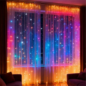 Multicolor 300 LED Fairy Curtain Lights 9.8ft x 8.86ft USB Plug-in 8 Modes IP44 Weatherproof Dimmable Timer Remote Control for Christmas Bedroom Indoor Weddings Dorm Decor