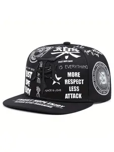 2026 New Fashion Creative Flat brimmed Hat T Graffiti Embroidery Baseball Hat Street Personality Hip Hop Hat Outdoor Leisure Sports Sunshade Skateboard Hat Daily Life Commuter Decorative Hat Multi Functional Adjustable Unisex