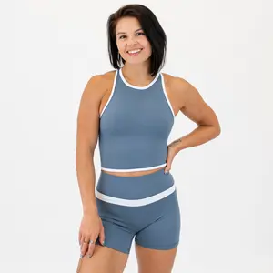 High Neck Racerback Crop Tank - Fitted