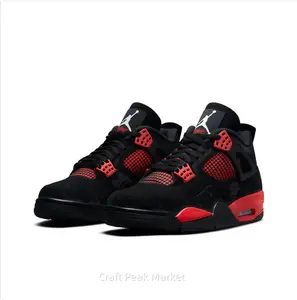 Retro Mid-Top Basketball Shoes in Black Suede Upper with Red Mesh Side Wings, Lace Locks, and Midsole Accents