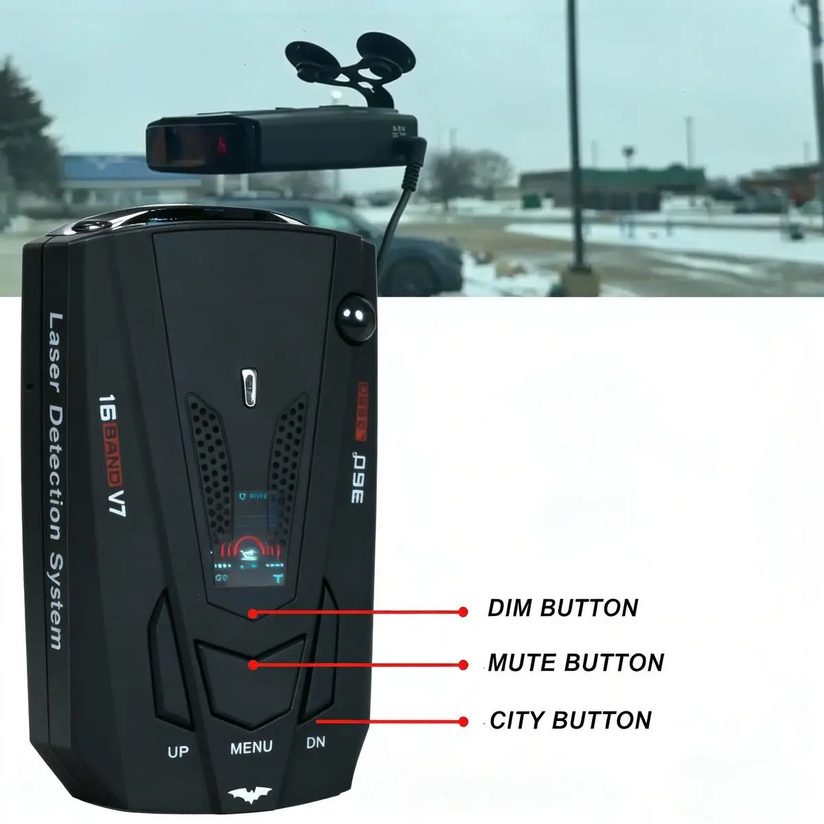 V7 Car Radar Detector for Drivers, 360-Degree Full Band Signal Detection, Adjustable Mute, Easy Install, Signal Recv., Vehicle Use Speed Early Warning Device with Voice Alert, Car Safety Accessory