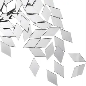Mirror Tiles Sticker, 100pcs/200pcs Mini Rhombus Shaped Mirror Wall Sticker, Self Adhesive Wall Decal, Decorative Sticker for Home Living Room Bedroom