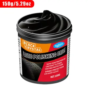 150G/5.29Oz Multi-Purpose Plastic And Rubber Repair Paste, Dual-Function Interior And Exterior Restorer, Scratch Eliminator, Fade And Aging Resistant, Gloss Enhancer, Tire And Plastic Surface Revitalizer, Wax , with Sponge and Plastic Repair