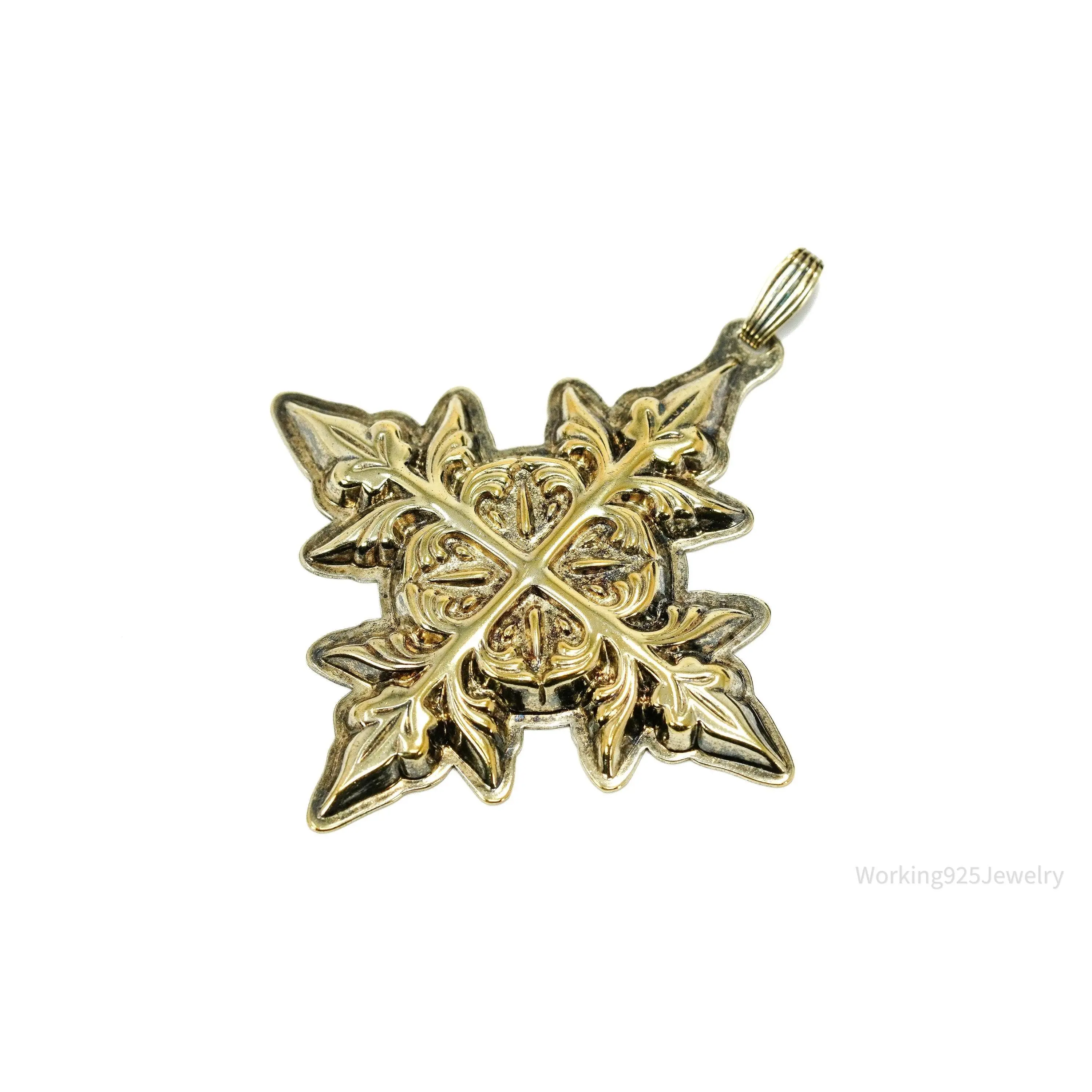 Vintage Large 1982 Reed & Barton Christmas Cross Sterling Silver Tree Ornament