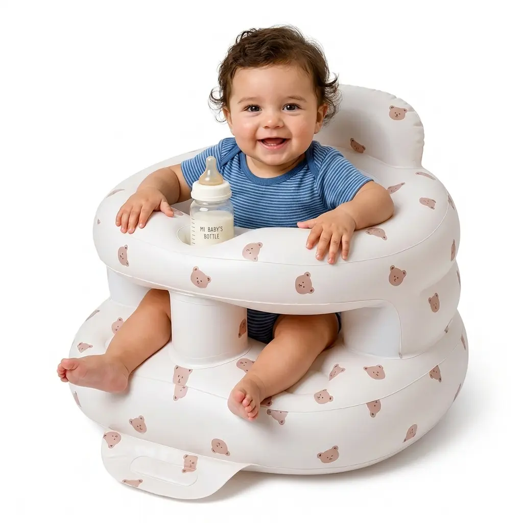 Upgrade Inflatable Baby Seat with Tray for Babies 3-36 Months Built-in Air Pump Bumbo Chair for Learning to Sit & Feeding Ergonomic Design BPA-Free PVC Safe & Durable