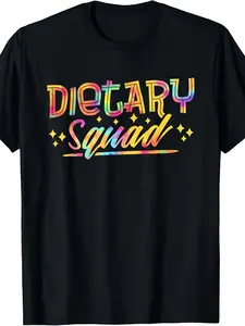 Men's & Women's Dietary Manager/Nutrition Squad/Aide Crew T-Shirt - Pure Cotton Retro Uniform Tee, S-4XL Sizes, Machine Washable Casual & Professional Attire 220G