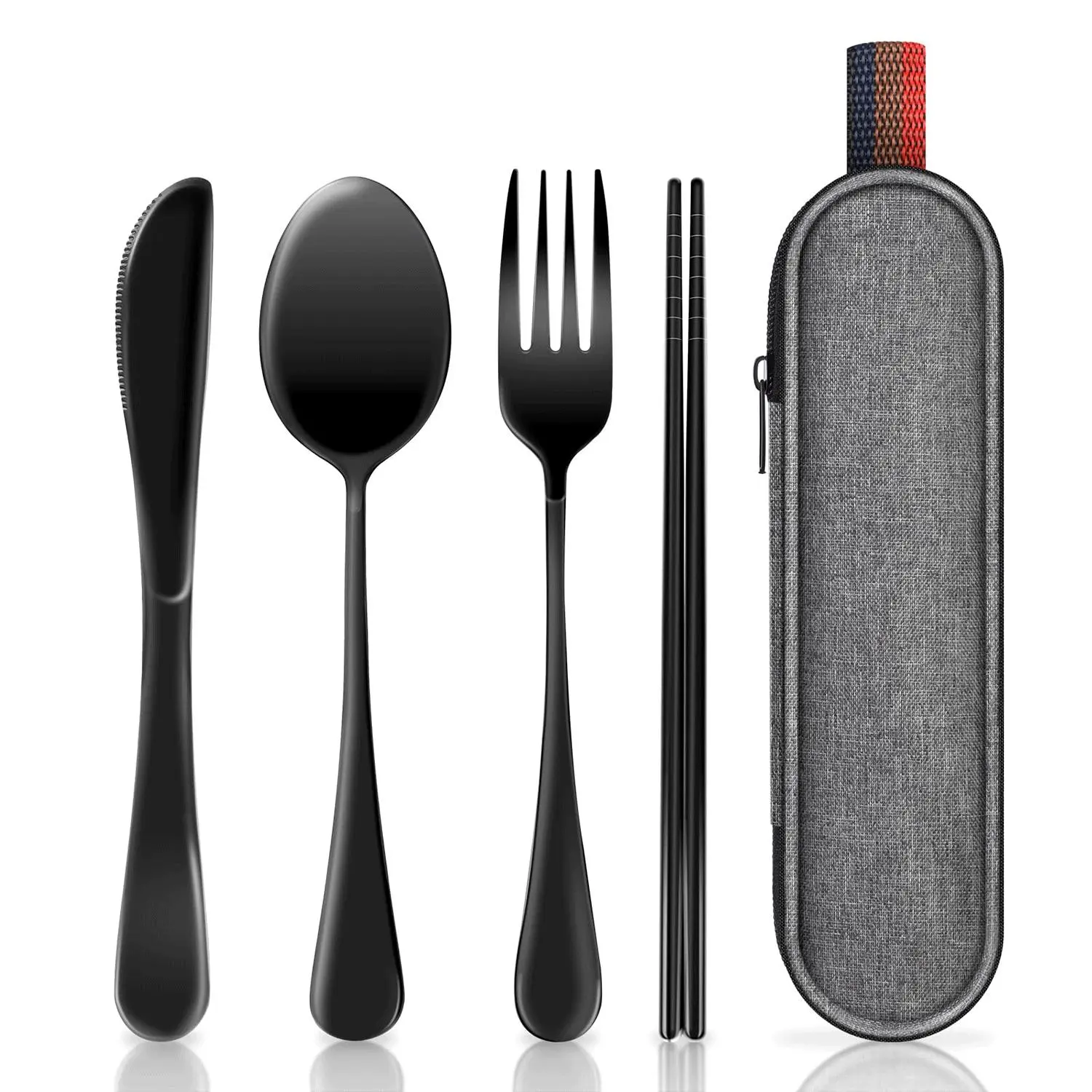Stainless Steel Reusable Portable Cutlery Set, Cutlery Utensil Sets, Food Grade Safe Durable, Easy Storage, Ideal for Camping Travel Office Meals, Camping Kitchenware, Camping Supplies, Picnic Essentials, Camping Utensils