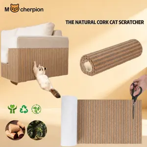 Mocherpion Natural Cork Cat Scratch Mat - Super Sticky 3M Adhesive, Eco-Friendly & Freely Trimmable Wall/Floor Protector, Safe Claw Board for Cats, Anti-Scratch Furniture Guard & Toy