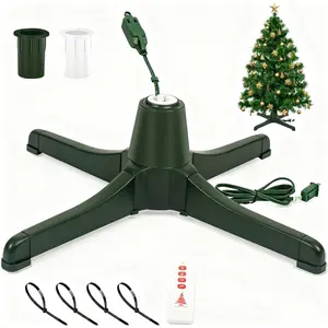 Rotating Christmas Tree Stand, Upgraded 6-Hour Timer Remote Control, 360° Spinning Base for up to 7.5FT 80lbs Artificial Tree, 3 Trunk Diameter Setting