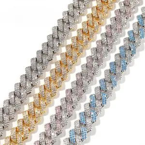 Mens Cuban Iced Out 13MM Link Necklace 18K Gold Plated Cubic Zirconia Miami Thick Necklace Hip Hop Jewelry