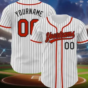 Custom Pinstripe Baseball Jersey, Personalized Team Name And Number, Game Day Outfit, Unisex Casual Streetwear, Sportswear Uniform