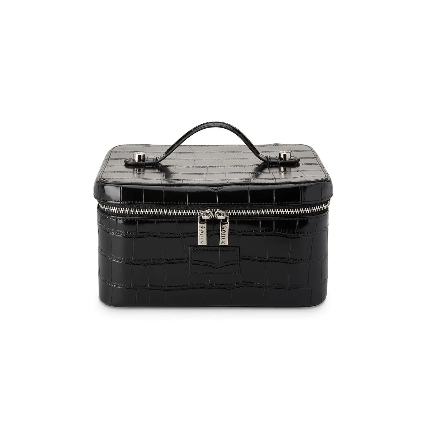 ETOILE COLLECTIVE Vanity Case in Noir Croc
