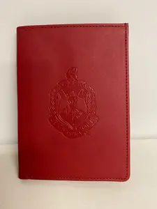 Delta Sigma Theta (ΔΣΘ) Sorority Leather Ritual Book Cover- organizational shield print on front Red Color.