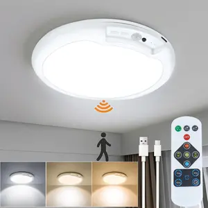 Rechargeable motion-sensing ceiling lamp with remote control function - Magnetic wireless pendant lamp, powered by long-lasting batteries, suitable for dressing rooms, shower rooms, staircases, terraces, corridors, etc.