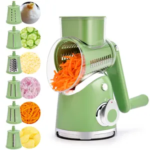 SUSTEAS Vegetable Chopper 18/10 Stainless Steel with 6 Replaceable Blades, Strong Suction Cup Base, Durable Design for Easy Cooking Kitchenware Utensils New Green