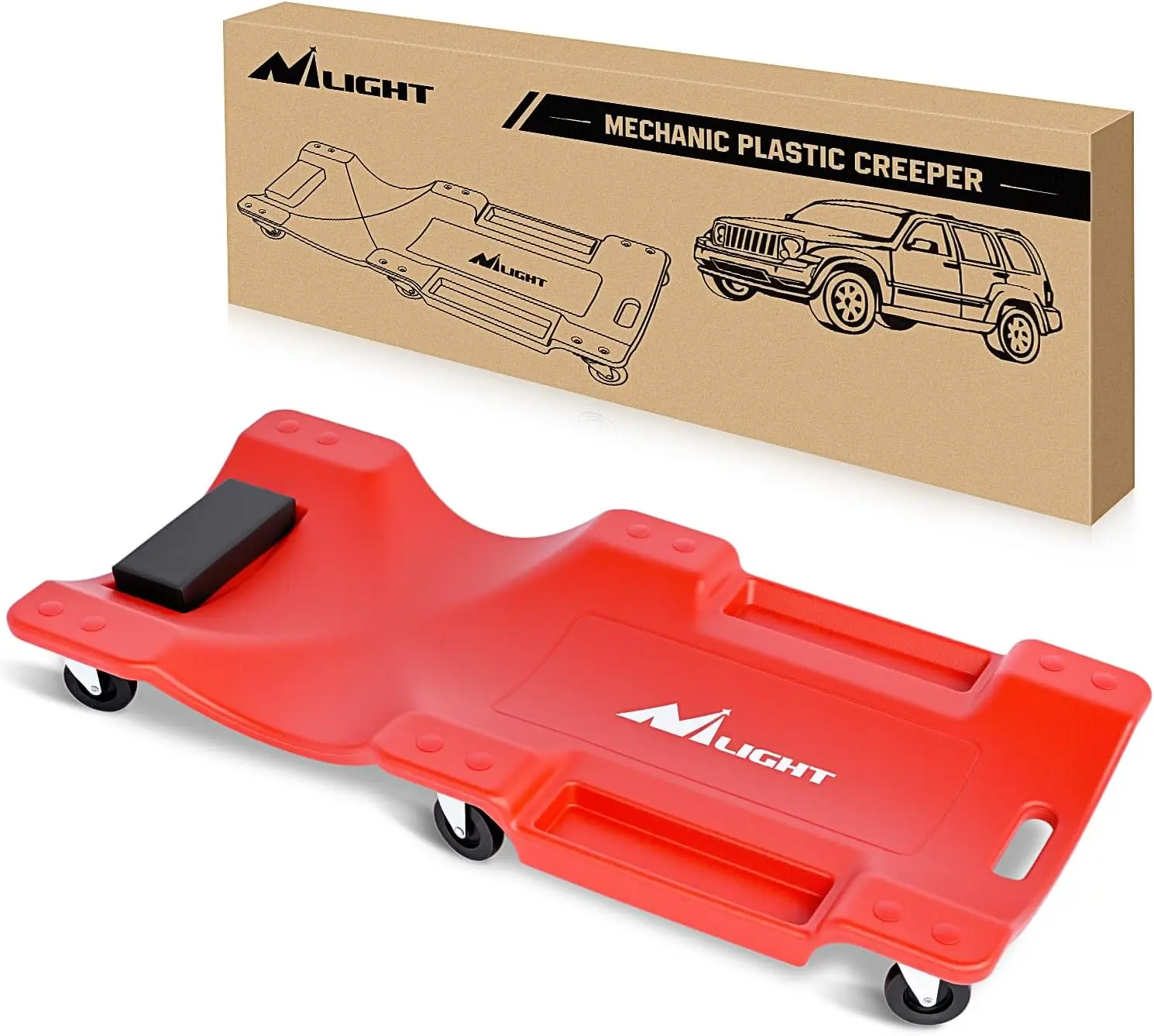 Nilight 40-in Heavy-Duty Plastic Mechanic Creeper, 350 lbs Capacity, Padded Headrest, 6 Casters, Car Repair Tool for Automotive Maintenance & Mechanic Tasks