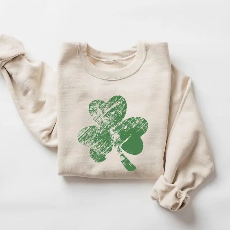 Retro Shamrock Sweatshirt, Womens Shenanigans Sweatshirt, Cute St Patricks Day Sweatshirt, Lucky Sweatshirt, Irish Sweatshirt, Four Leaf Clover
