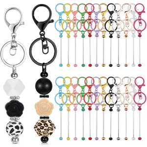 6pcs/12pcs/24pcs Beadable Keychain Bars Bulk Blank Creative Cute Keychains Bar for Beads Purse Keychains for Women Man Keychain Pendant