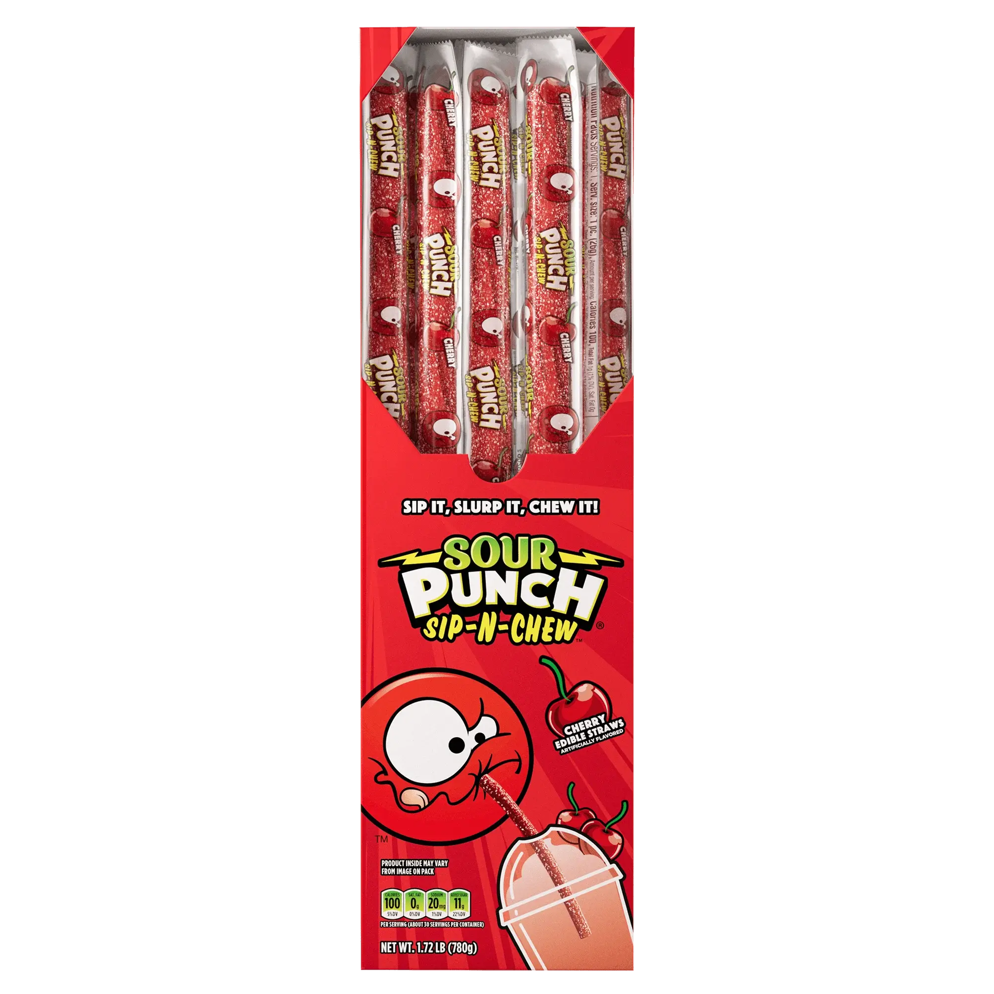Sour Punch Cherry Sip-N-Chew Straws