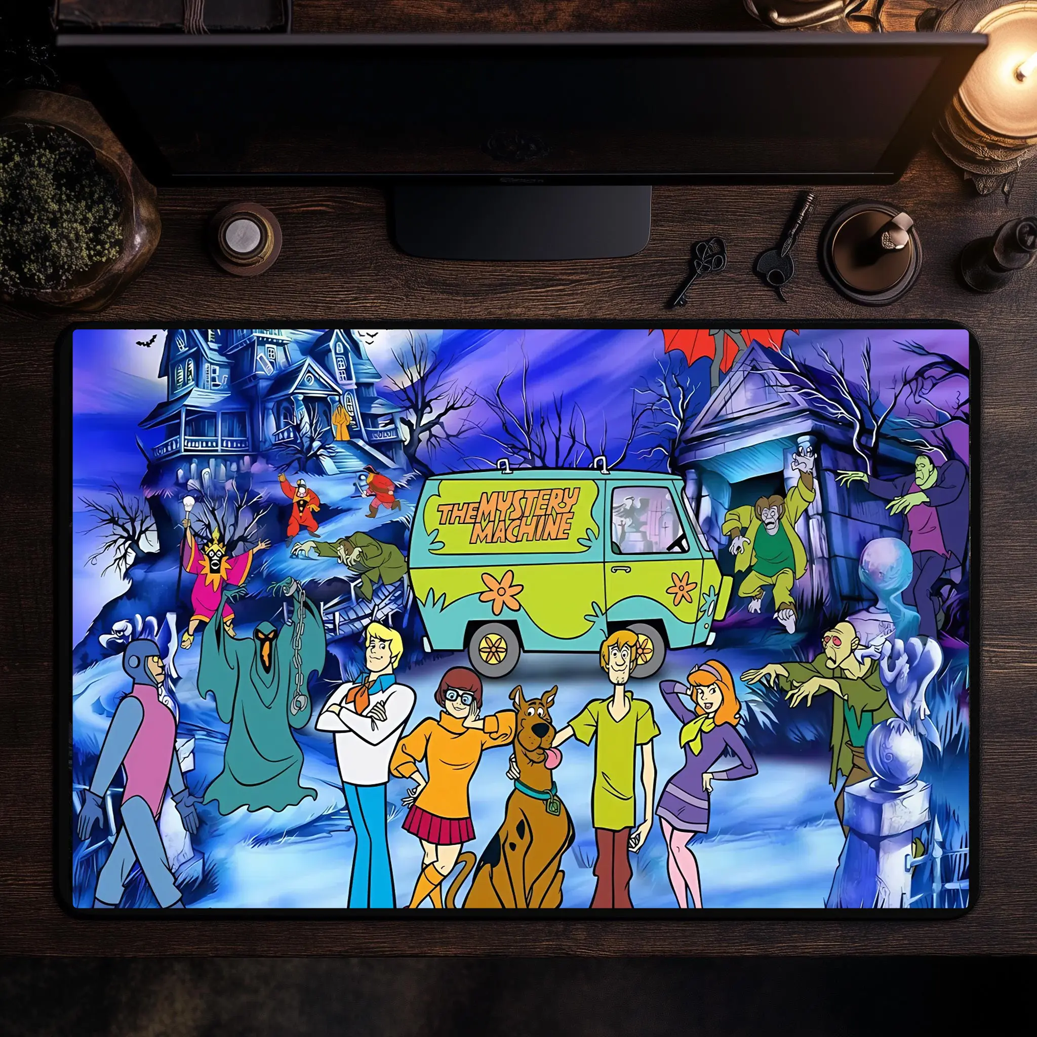 Scooby Doo Halloween Deskmat, Spooky Scooby-Doo Gaming Mouse Pad, Non-Slip Desk Mat for Gaming and Office Setup, Perfect for Halloween Decor and Scooby-Doo Fans
