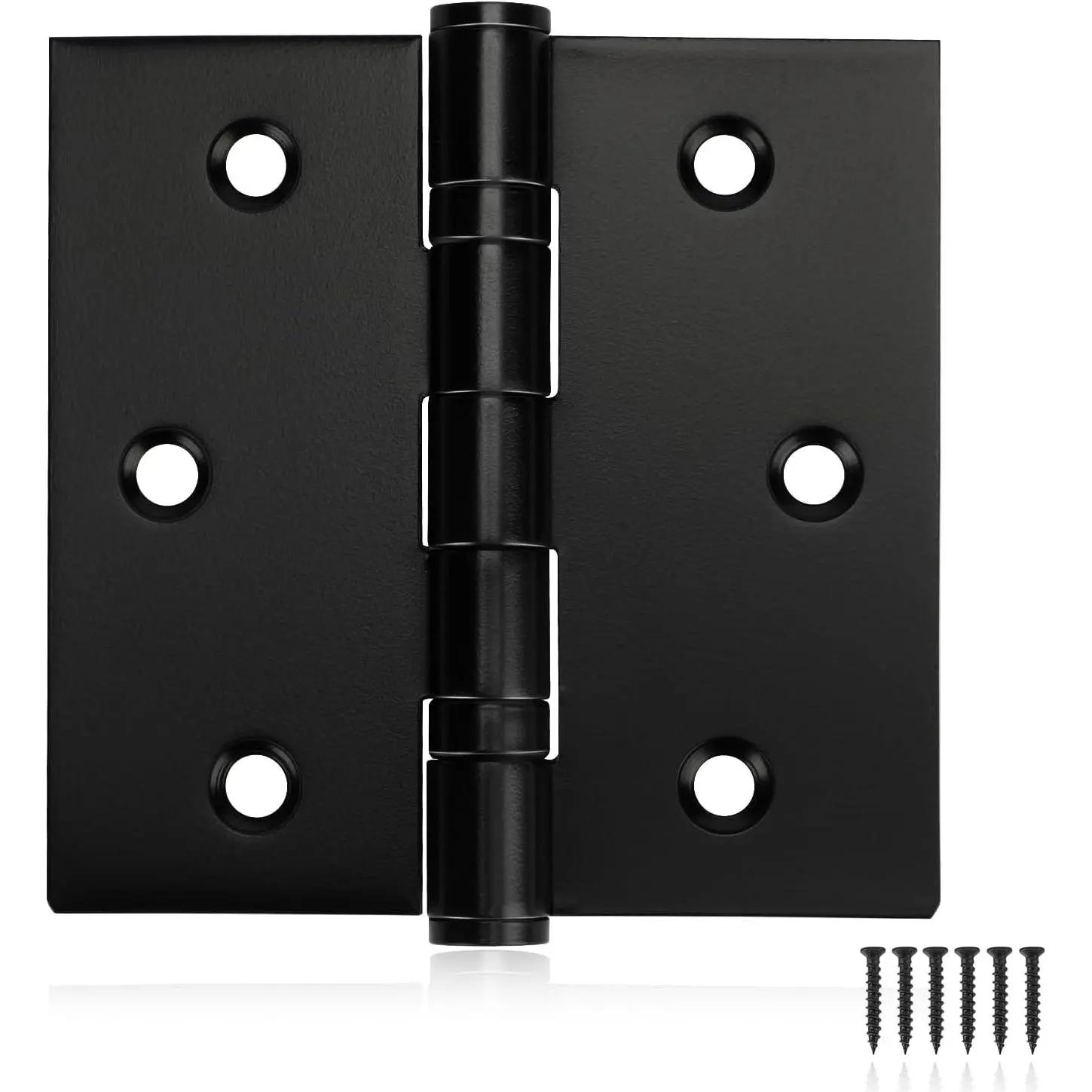 Ball Bearing Hinges 3.5 x 3.5 Inches Door Hinges Matte Black Heavy Duty Stainless Steel Hinges with Screws, Square Corner, Smooth and Quiet, 3 Pack