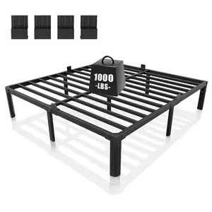 XUKIL TWIN/FULL Size Metal Bed Frame,Support Up to 1000lbs, No Box Spring Needed,  14‘’ storage space,Easy Assembly, deals for kids Bedroom Furniture Platform Bed Design Slatted Bed Base