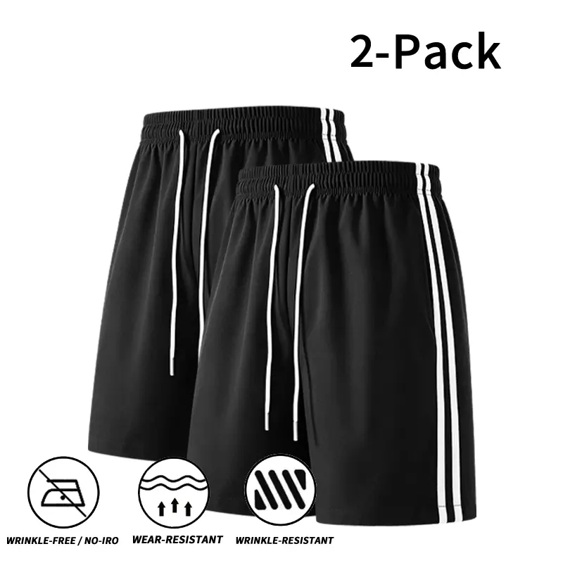 Summer Must-Have 2-Pack Men's Track Shorts - Wrinkle Resistant, Comfortable & Stylish for All Occasions