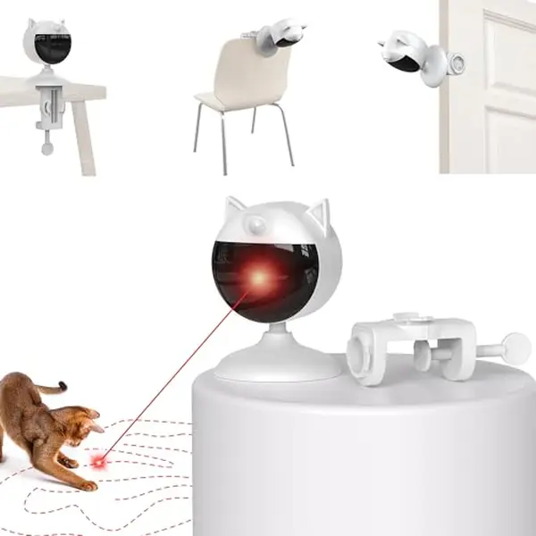 Potaroma Smart Sensor Cat Laser Toys Interactive, Motion Activated Truly Random Trjajectory, Clamp Design, Automatic Chargeable Kitten Toy Indoor Exercise, Cream White #SummerVibes #petlovers