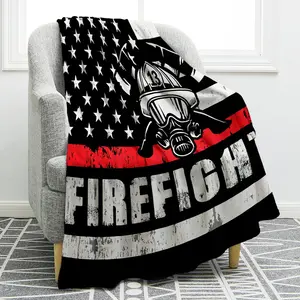 Fire Firefighter Blanket Fireman Gifts for Men Women Boy Dad Husband Son Boyfriend Adult Birthday Christmas Halloween Thanksgiving Valentine's Day Retirement Presents Plush Throw 50"x60"
