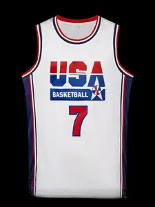 Vintage Basketball Jersey No. 7, Blue Colorblock, Breathable Mesh Sleeveless Vest, Eye-Catching Letter Print Fanwear