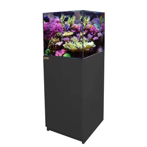 Aqua Dream 37 Gal Ultra-Clear Glass Classic Square Coral Reef Aquarium - All Black Enclosure with Built-in Sump, Efficient Flow, Preassembled Betta Fish Tank & Water Tank Building Set