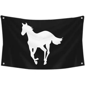 White Pony Flag Alternative metal band Banner Tapestry College Decor 3x5 Feet Indoor Outdoor Poster (Black)chic design  room bedroom