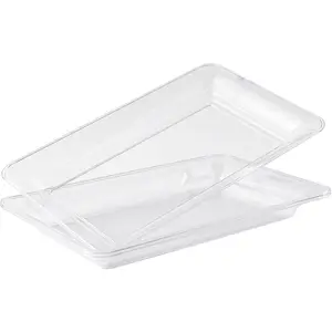 6-Pack 14" x 9" Clear Large Plastic Serving Trays,  Serving Platters for Dessert, Fruit, Snacks, Cookies, Heavy Duty  Serving Tray for Kitchen, Party