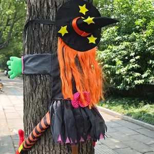 Halloween Tree Climbing Witch Decoration, Hair Design, Outdoor Polyester Fabric Decorative Ornament for Holiday Festivities
