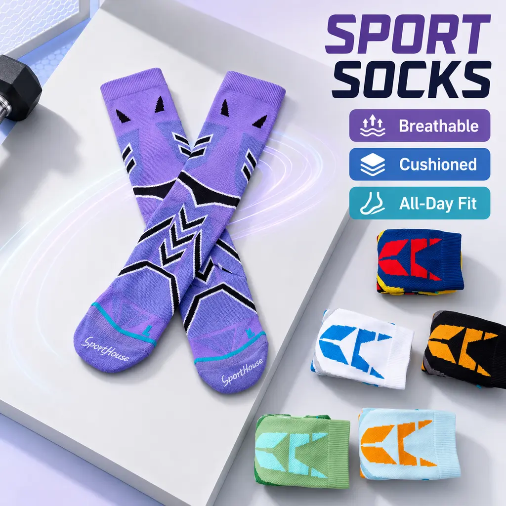 3 Pairs Men’s Performance Crew Socks – Breathable Mesh,Arch Compression Support, High Elastic Fit, Cushioned Comfort,  Moisture-Wicking Athletic Socks for Running & Traininggrip socks for soccer