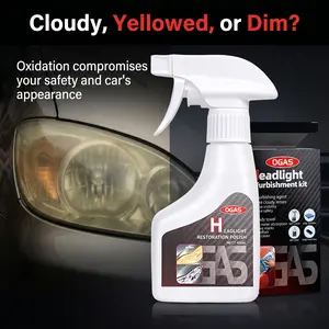 2 counts Car Headlight Restoration Kit(100ML Cleaning Solution + 20ML Crystal Coating, with Sponge and Towel), Removes Oxidation & Yellowing, Enhances Brightness, No Sanding or Polishing Needed, Restorer Kit