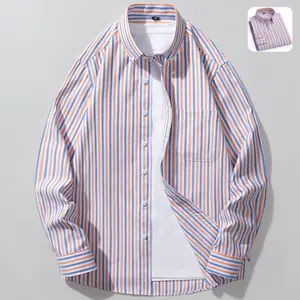 Men's Classic Striped Collared Long Sleeve Button-Down Shirt, Polished Workwear Top - Versatile for Work, Casual Moments