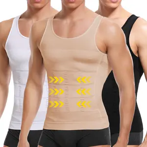 CATTIBOR 1/2/3/4 Pack Men Compression Shirt Tank Top,Men Plain Round Neck Shaping Vest,Men Sleeveless Shirt Shapewear,Men Workout Tank Tops Shirts Menswear & Underweasr GYM Shirts