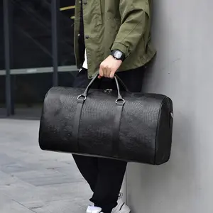Large Capacity Travel Bag, Unisex Crocodile Pattern Luggage Bag, Retro Versatile Vacation Bag, Gift Duffel Bag