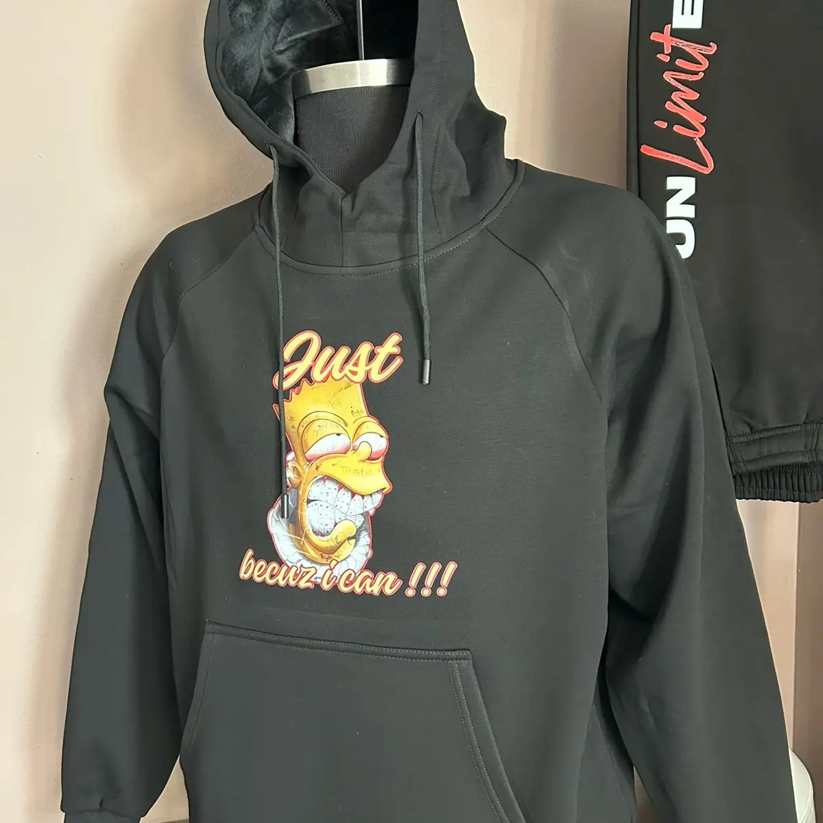 Black fitted sweatsuits Cotton Machine Washable Casual Menswear