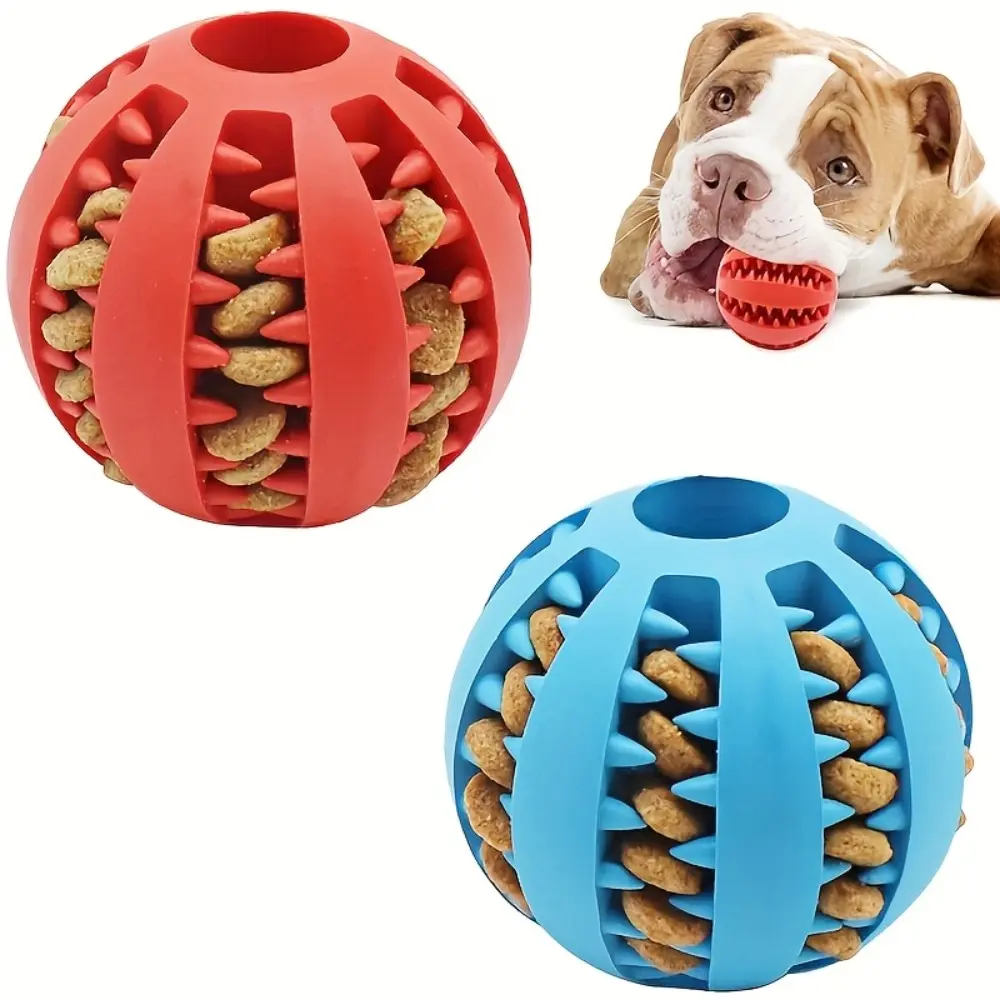 Pet watermelon ball leaking food ball, gnawing molar ball interactive elastic chewing toy, dog biting can't leak food ball, molar toy ball, educational and boredom-resistant pet teeth cleaning and hiding watermelon ball silicone ball
