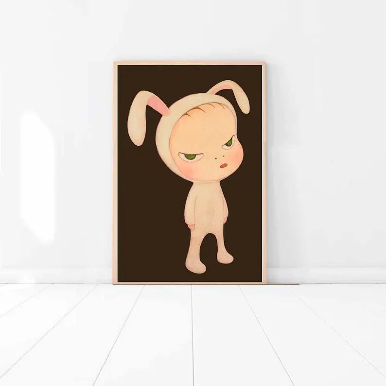 Yoshitomo Nara White Bunny Art Print | Room Decor, Product without frame