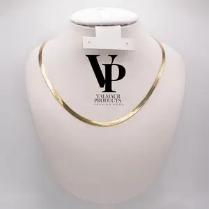 Valmaur Products Flat Snake Chain Necklace – 18 inches Gold Plated