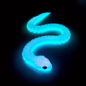Glow-In-The-Dark 3D Printed Plastic Snake Statue, Soft Joints, Desktop Decoration, UV Absorbing, Suitable for Various Room Decorations