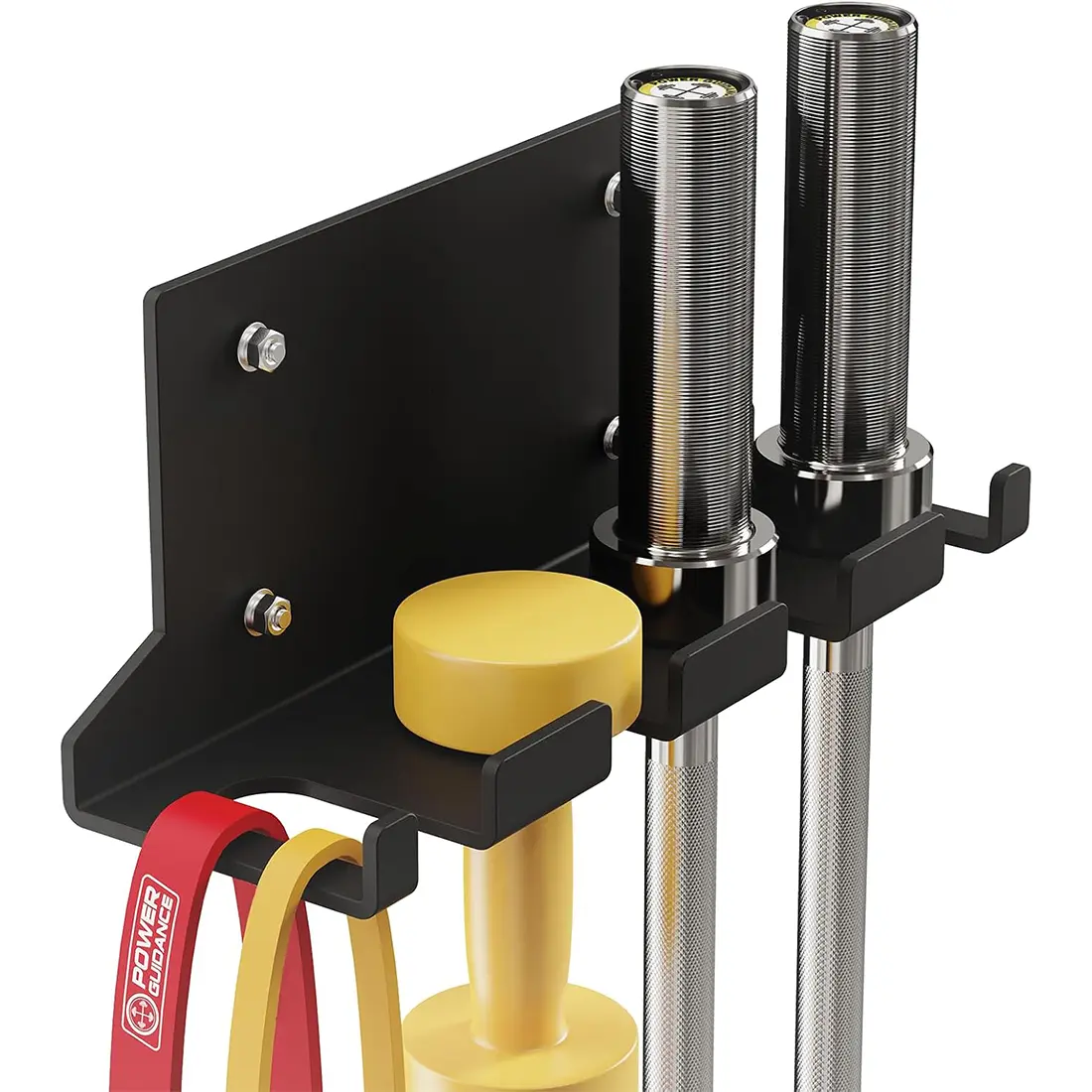 POWER GUIDANCE Vertical Matte Steel Barbell Rack for Home Gyms - Scratch-Proof Hanger for Resistance Training & Weightlifting with 8mm Enlarged Holes, Vertical Rack, Steel Plates, Matte Coated, Home Gym, Durability, Wall Mount, 110Lb, Decluttering Garage,