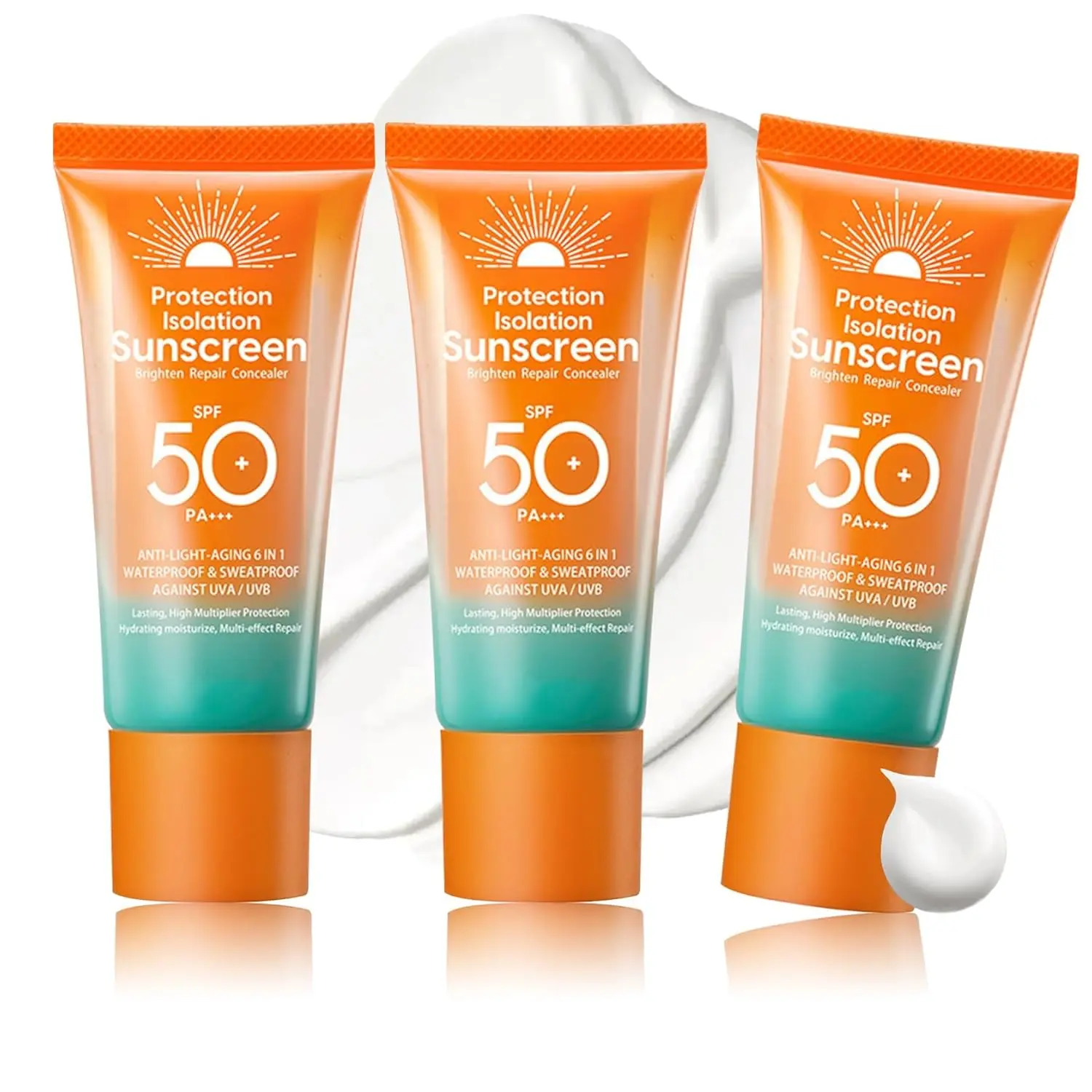 3PCS Moisturizing Face Sunscreen,Mineral Sun screen SPF 50+ PA+++, Lightweight Refreshing Sunblock,Waterproofing Travel Size Sunscreen Lotion for Face and Body