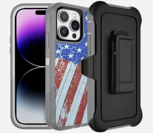 USA Rugged Shockproof Defender Case Cover for iPhone 12 /12 Pro / 12 Pro Max / with Belt clip