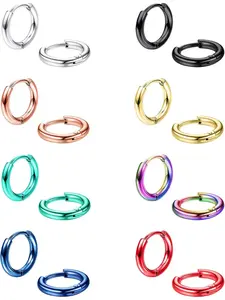 8 Pairs 316L Stainless Steel Small Hoop Earrings for Men Women Hypoallergenic Huggie Hoop Earrings Cartilage Helix Lobes Sleeper Hoop Earrings Set 18G 20G 8mm/10mm/12mm/14mm Hoop Jewelry Ear Accessories